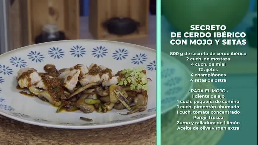 SECRETO DE CERDO IBÉRICO CON MOJO Y SETAS, Y CEREZAS MARINADAS CON HELADO DE VAINILLA - 17/06/2026