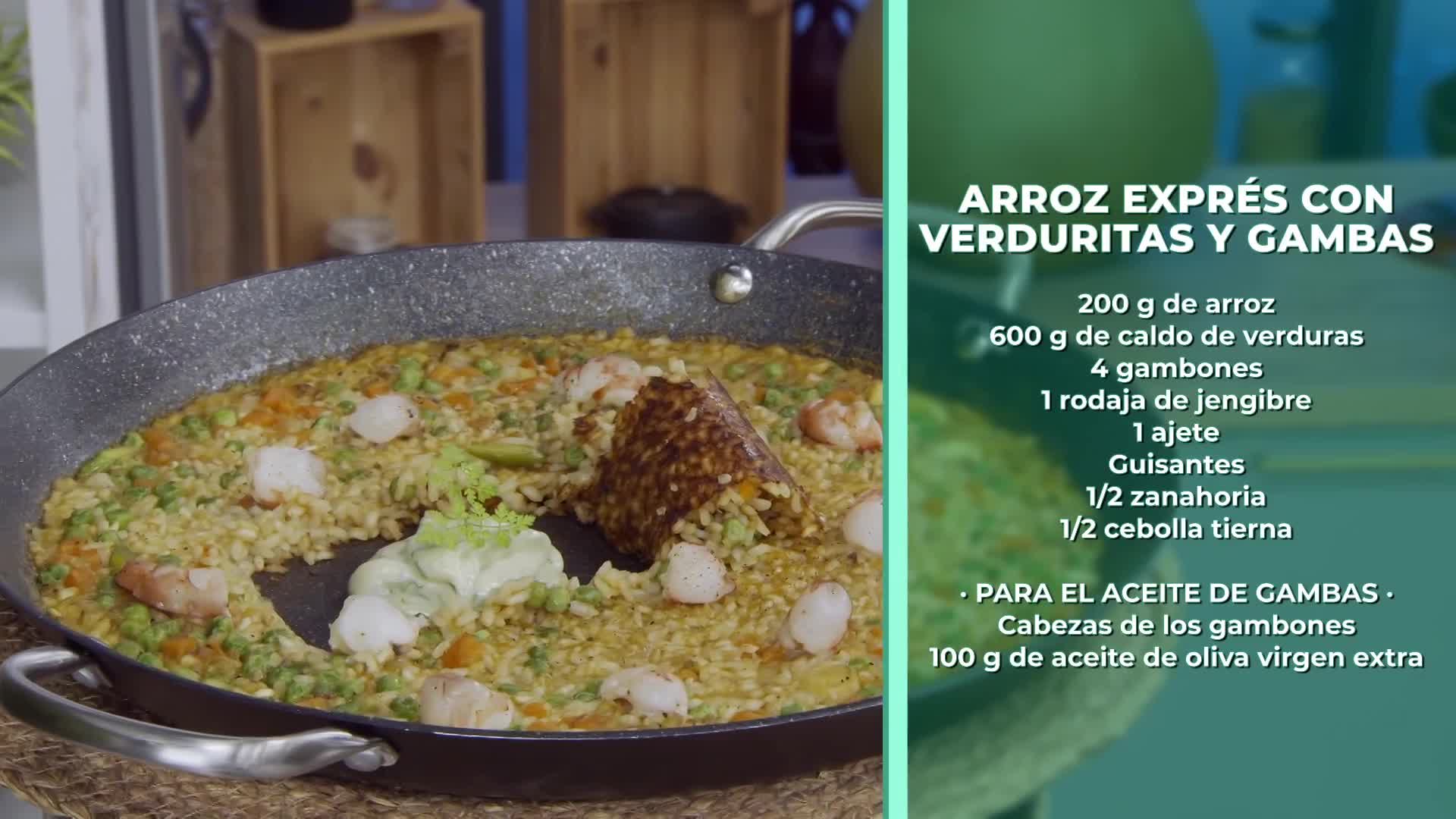 ARROZ EXPRÉS CON VERDURITAS Y GAMBAS, Y CREP AL MOSCATEL CON CREMA CARAMELIZADA - 02/06/2026