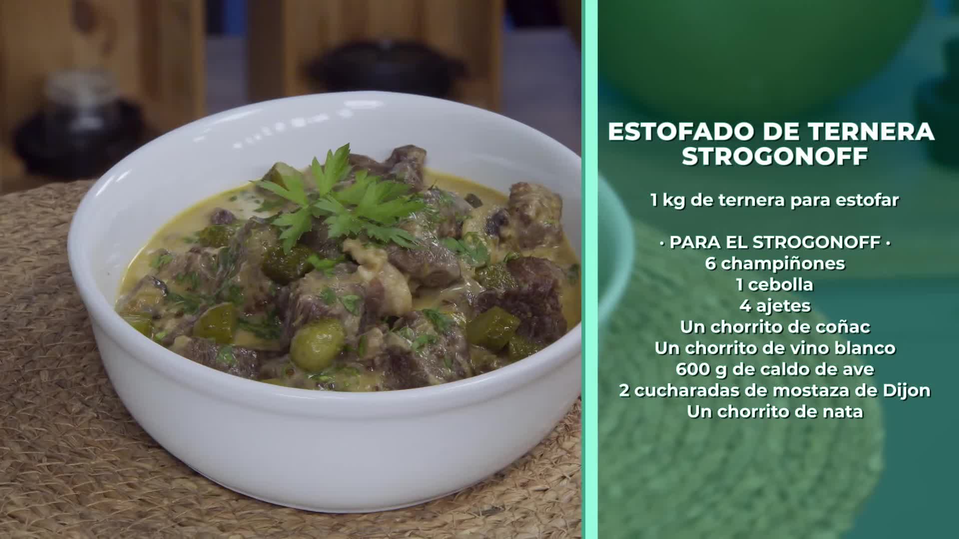 ESTOFADO DE TERNERA STROGONOFF, Y PLÁTANO CARAMELIZADO CON GORGONZOLA - 10/06/2026